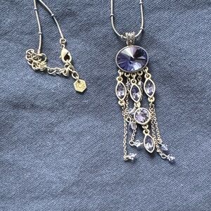 Touchstone Crystal Silver and Purple Dangle Necklace